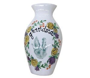 Green Valley Floral Handprint Vase