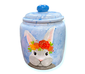 Green Valley Watercolor Bunny Jar